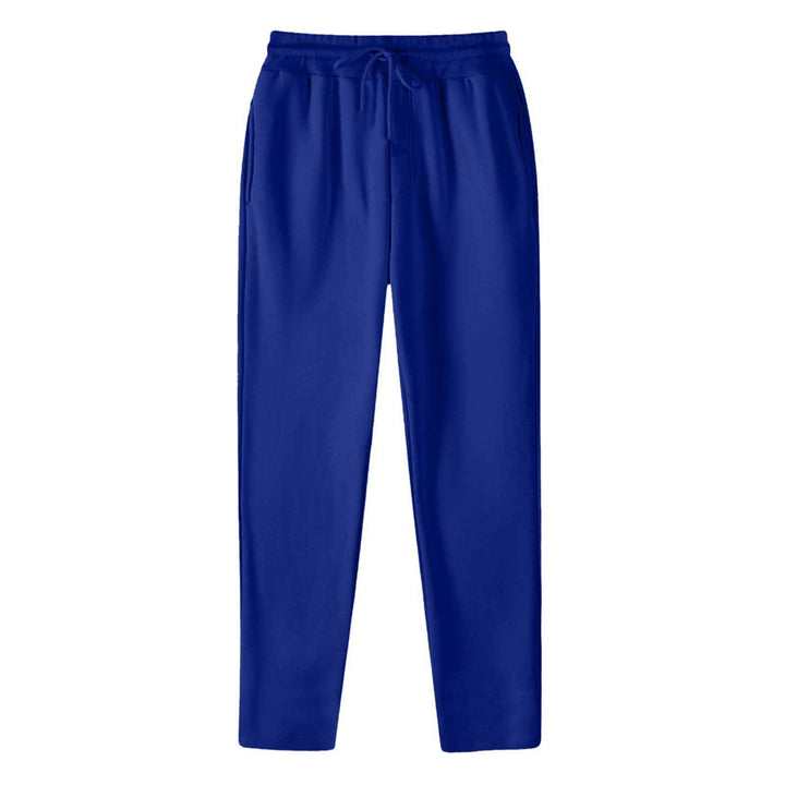 Men's Straight-cut Sweatpants made of Mottled Cotton Blend with Elastic Waistband, Drawstring, and Side Pockets