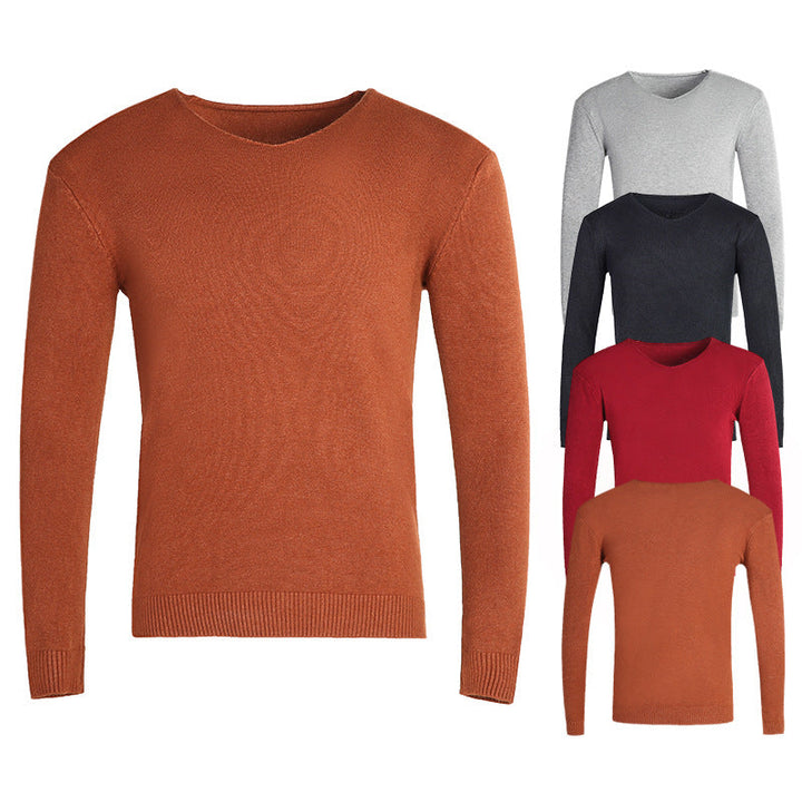 Men's Fine V-neck Sweater made of Cotton-merino Blend with a Slim Silhouette