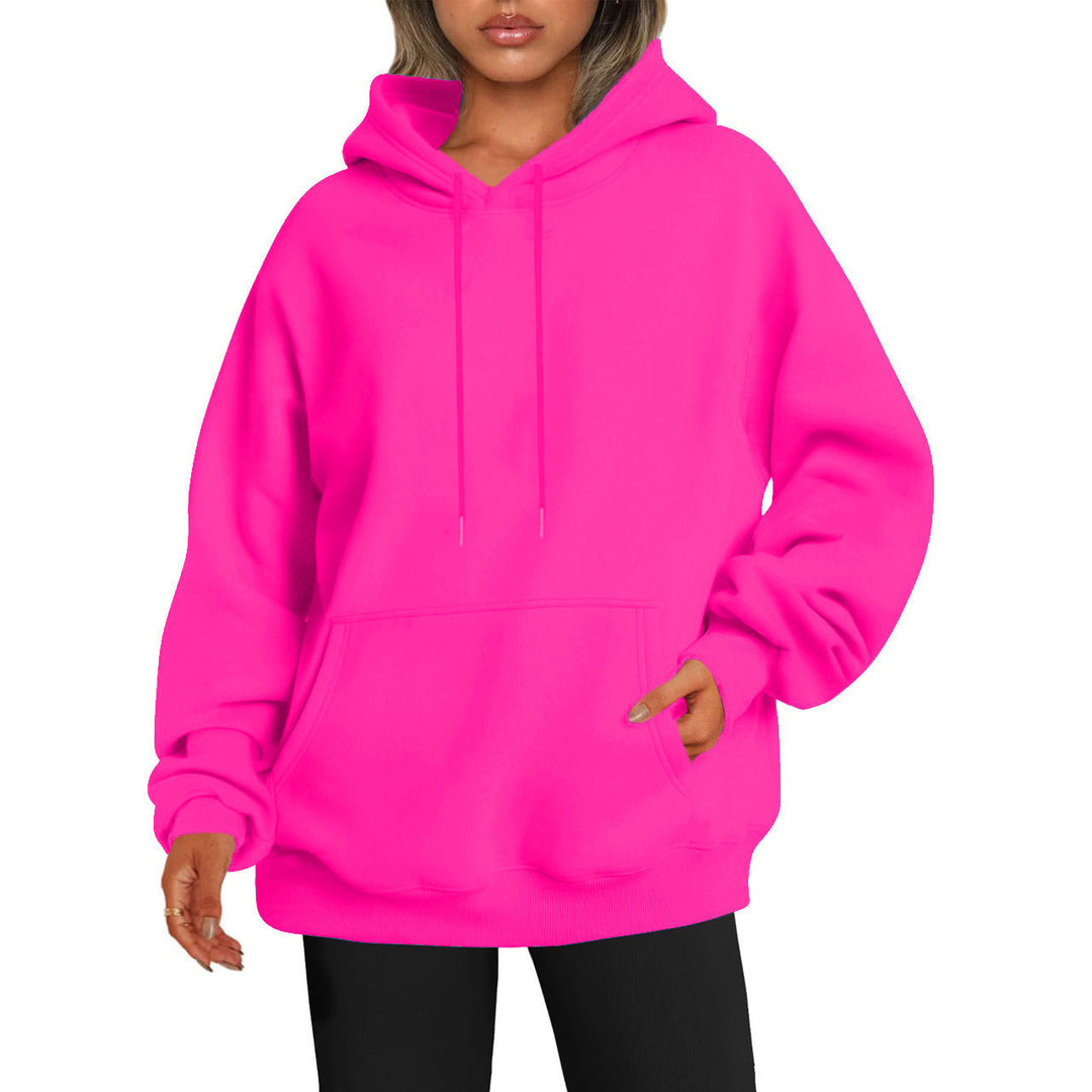 Women's Oversized Hoodie Dress with Kangaroo Pocket, Extended Silhouette and Soft French Terry