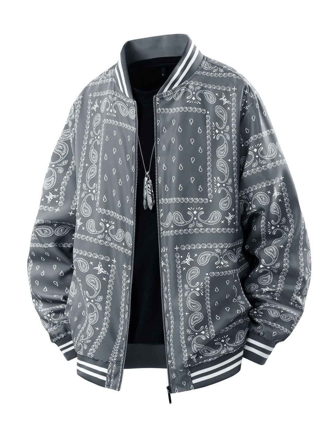 Men's Cool Bomber Jacket with Paisley Pattern