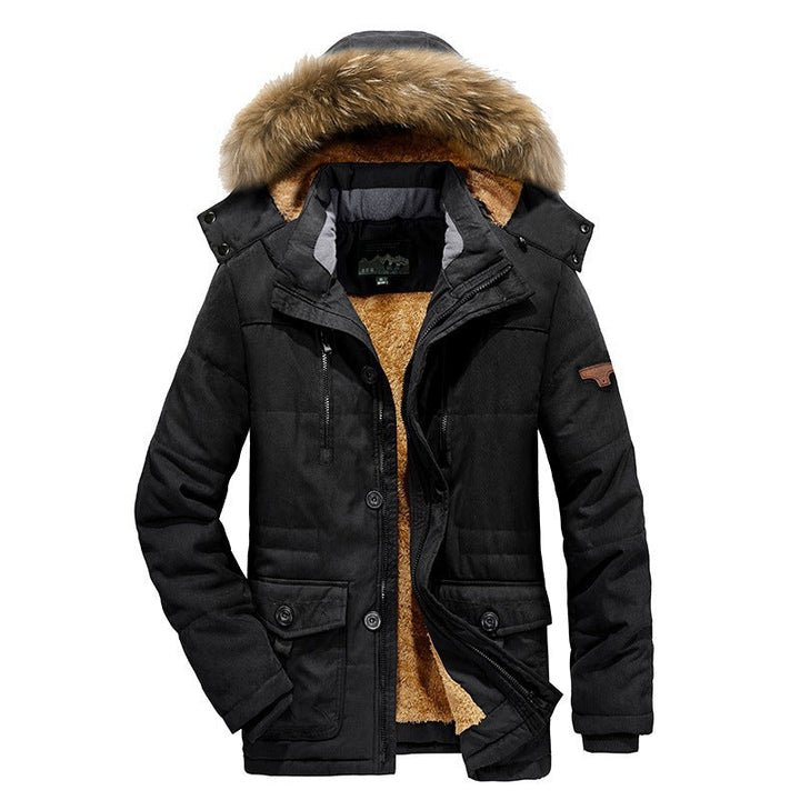 Men's Arctic Utility Parka with Full Teddy Lining, Two-way Zipper and Detachable Fur Hood