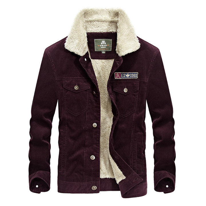 Men's Trucker Cord Jacket with Teddy Lining and Patch Chest Pockets