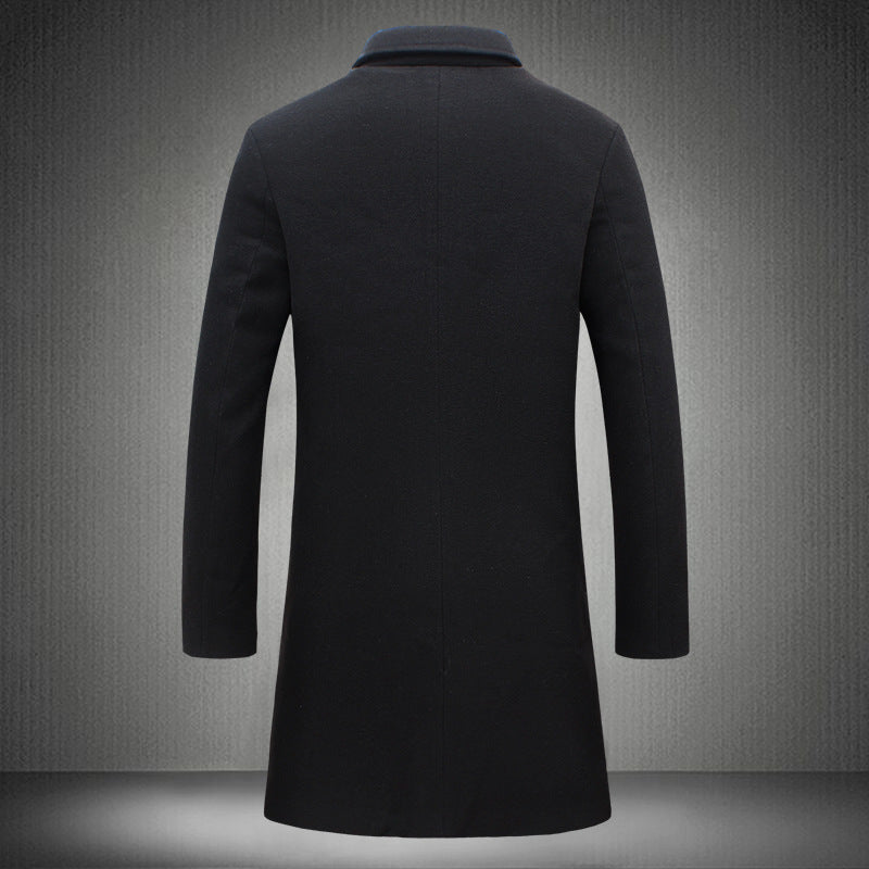 Men's Slim Chesterfield Coat with Classic Lapels, Quilted Lining and Side Pockets