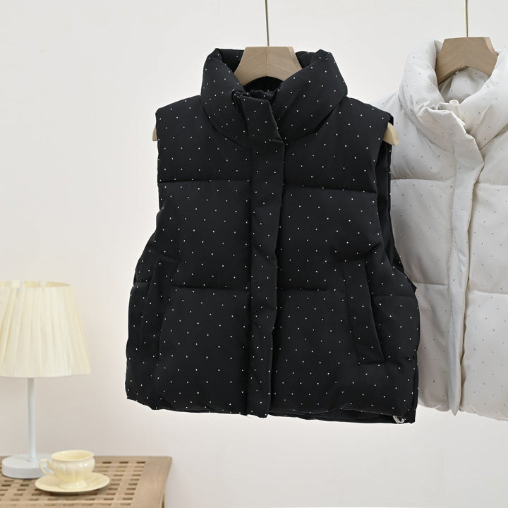 Women's Insulated Sleeveless Padded Gilet with Quilted Stand-up Collar