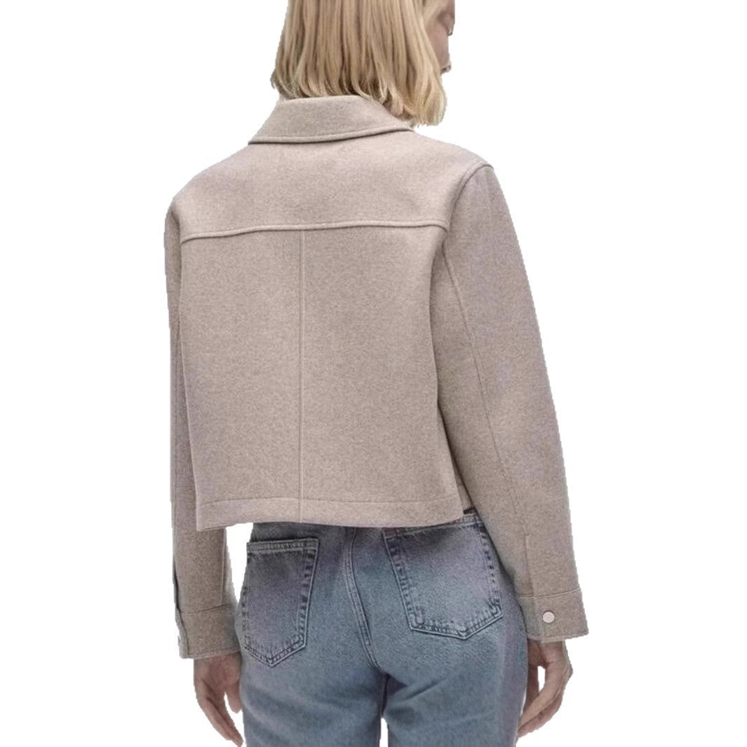 Women's Short Wool Jacket in Classic Style with Patch Pockets