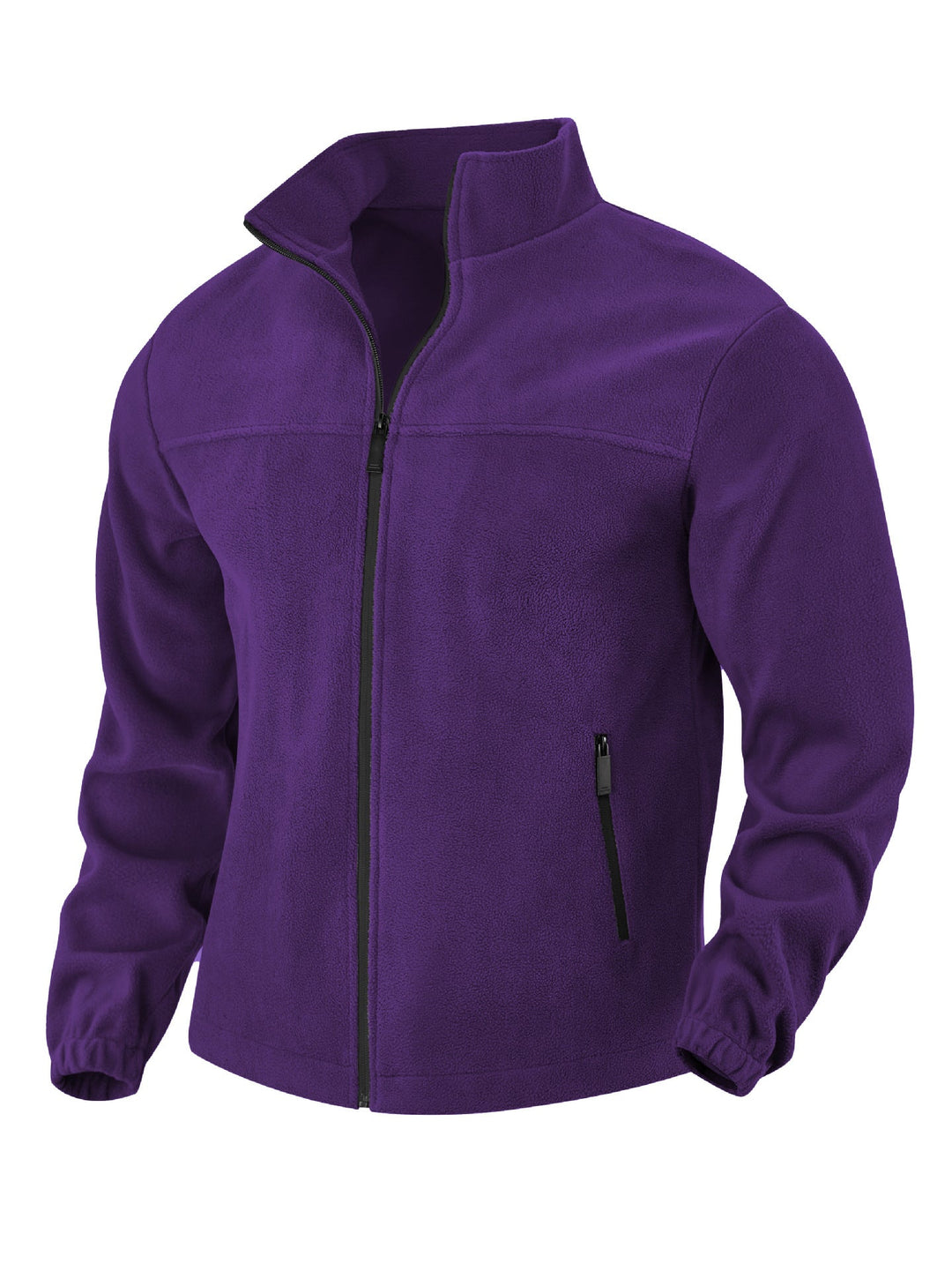 Men's Fleece Jacket with Zipper, Stand-up Collar and Zip Pockets