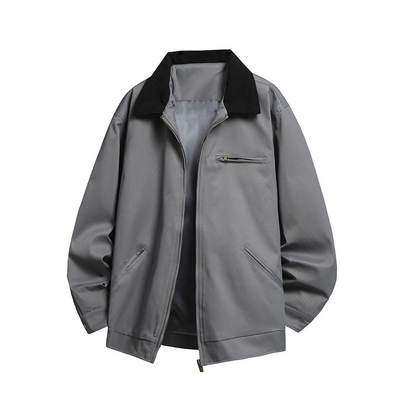 Men's Fashionable Transitional Jacket with High Collar and Practical Pockets