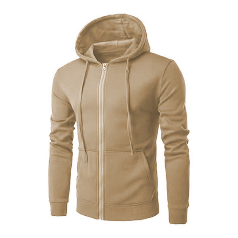 Men's Slim-fit Zip Hoodie Jacket with Soft Fleece Lining and Kangaroo Pockets