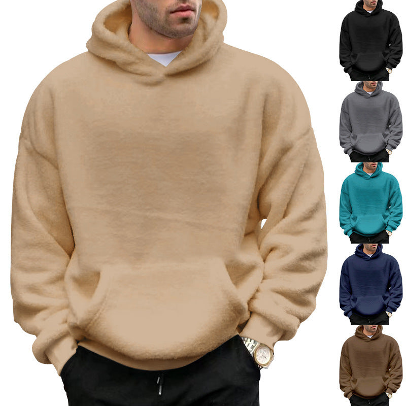 Unisex Cozy Teddy Fleece Hoodie with Oversized Fit and Kangaroo Pocket