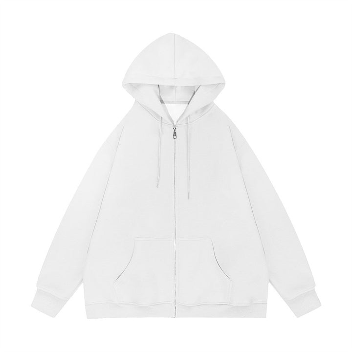 Unisex Casual Hoodie Jacket with Sturdy Metal Zipper Double-layered Hood and Deep Kangaroo Pockets