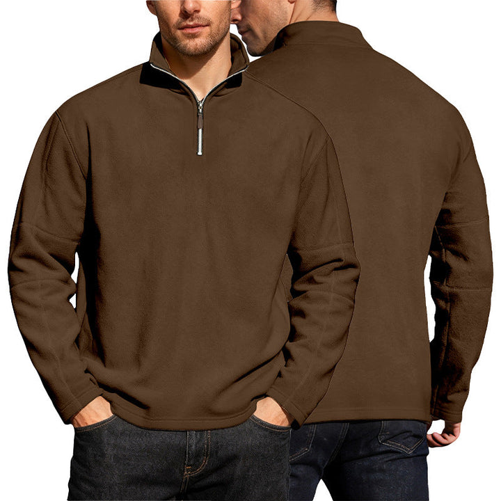 Men's Lightweight Microfleece Performance Pullover with Short Zipper Raglan Sleeves and Shaping Seams