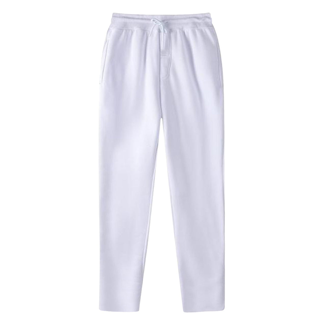 Men's Straight-cut Sweatpants made of Mottled Cotton Blend with Elastic Waistband, Drawstring, and Side Pockets