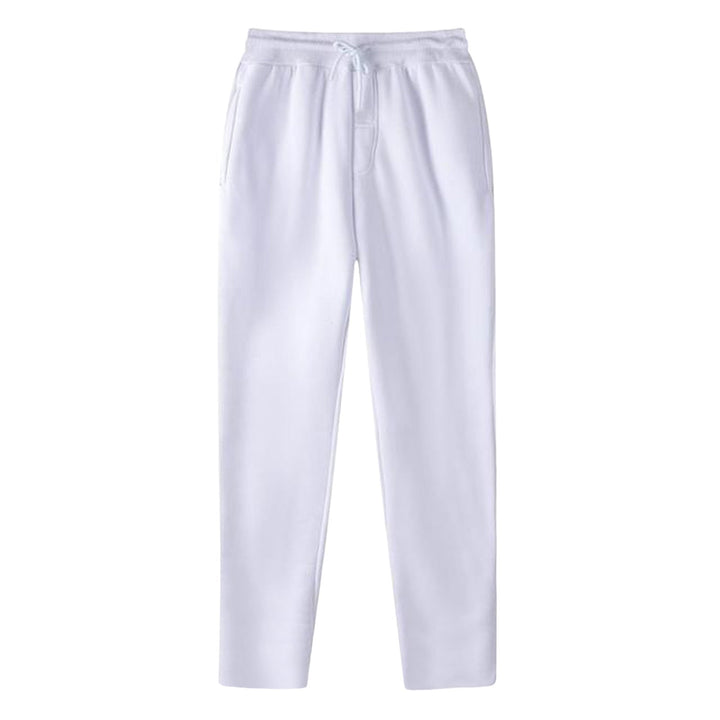Men's Straight-cut Sweatpants made of Mottled Cotton Blend with Elastic Waistband, Drawstring, and Side Pockets