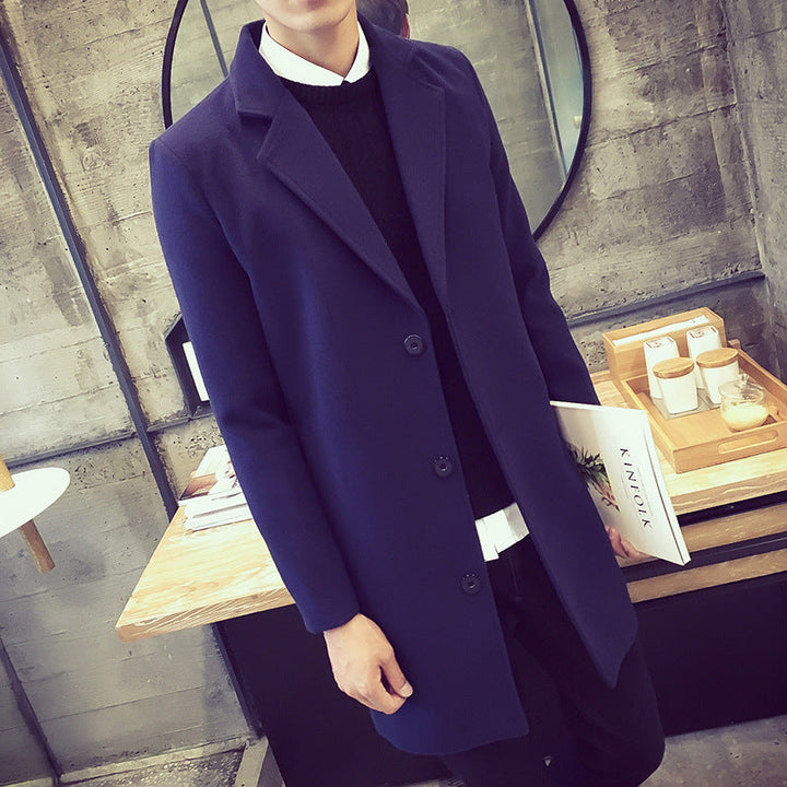Men's Slim Chesterfield Coat with Classic Lapels, Quilted Lining and Side Pockets