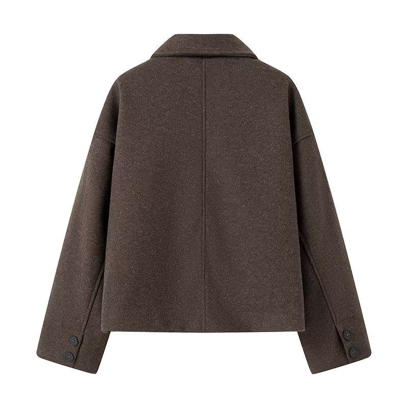 Women's Cropped Wool Jacket with Modern Cut and Practical Pockets