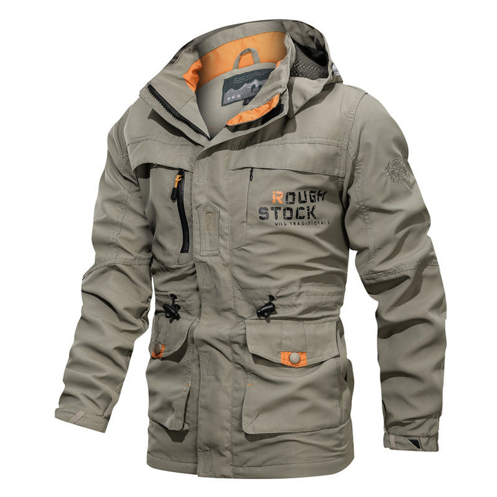 Men's Waterproof and Windproof Outdoor Parka with Detachable Hood