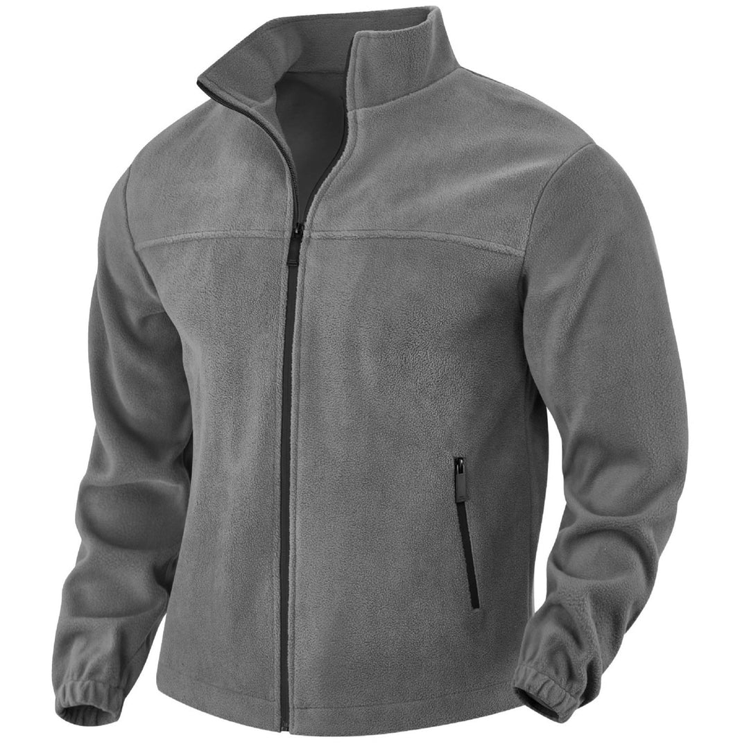 Men's Fleece Jacket with Zipper, Stand-up Collar and Zip Pockets