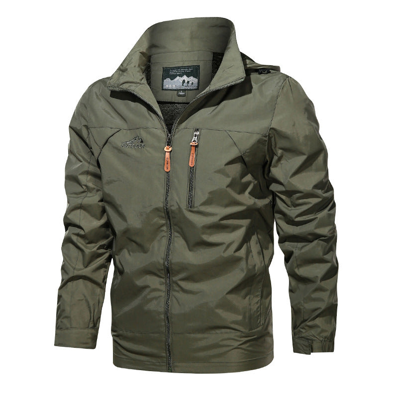 Men's Lightweight Outdoor Jacket Windbreaker with Water-repellent Coating and Breathable Mesh Lining