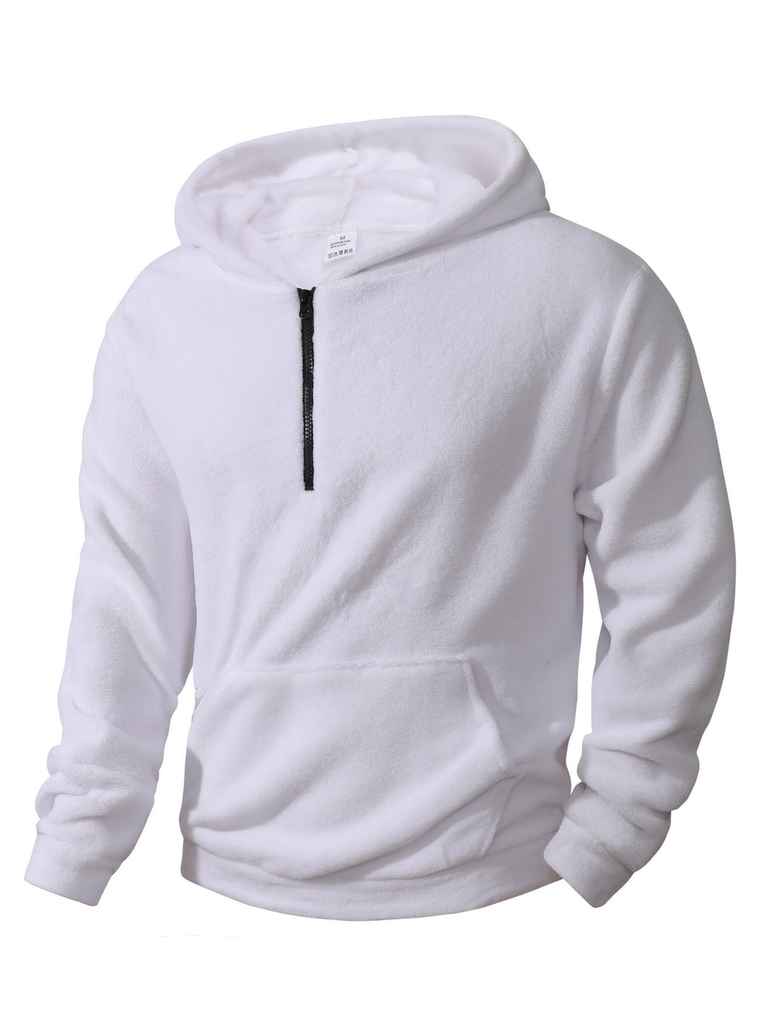 Men's Cuddly Microfleece Hoodie with Half Zip, Hood and Kangaroo Pocket