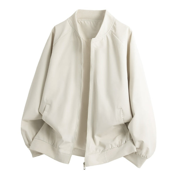 Men's Lightweight Oversized Blouson Bomber Jacket with Raglan Sleeves, Two-Way Zipper and Insert Pockets