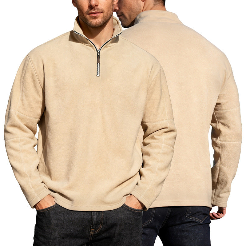 Men's Lightweight Microfleece Performance Pullover with Short Zipper Raglan Sleeves and Shaping Seams