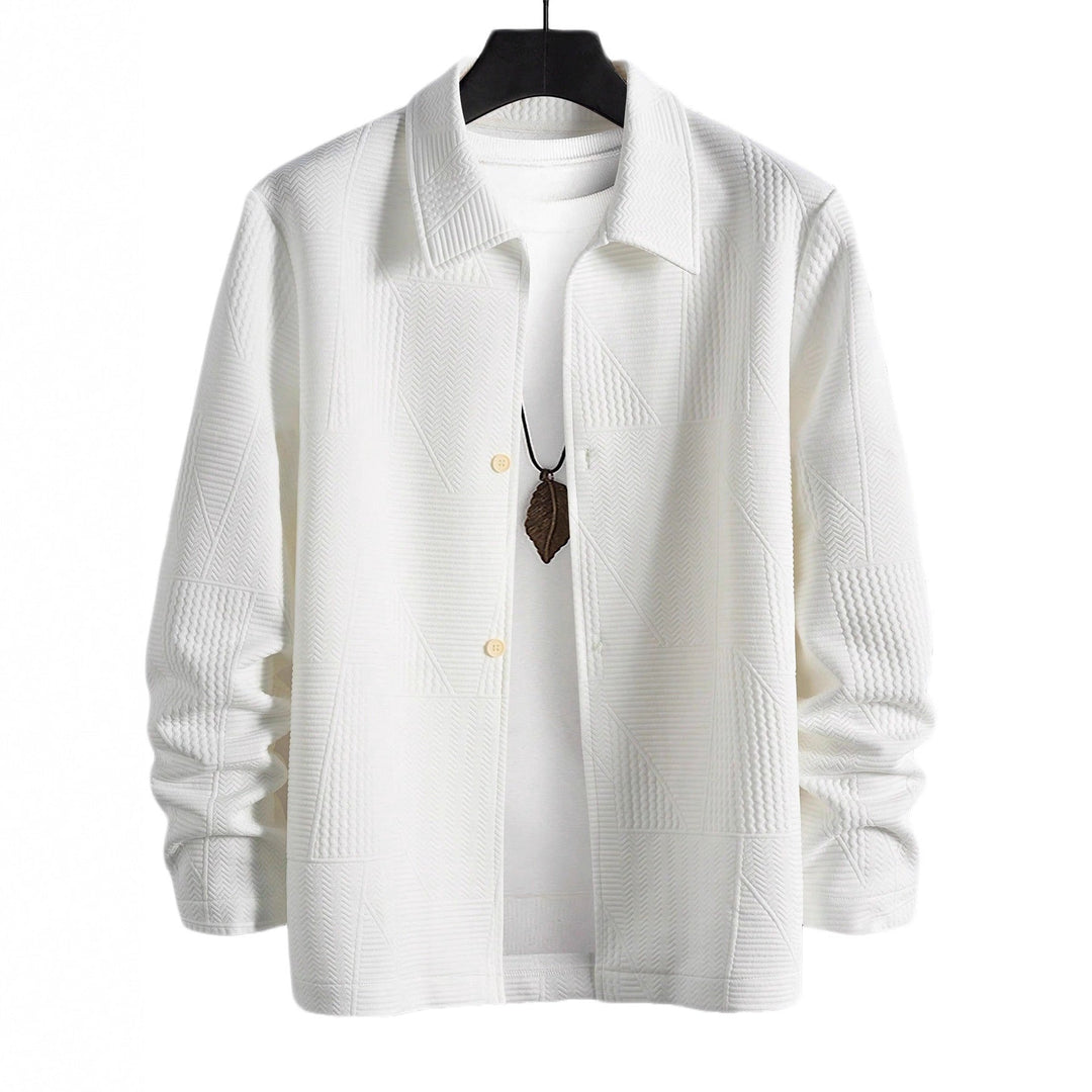 Men's Structured Shirt Jacket in Patchwork Relief with Shirt Collar