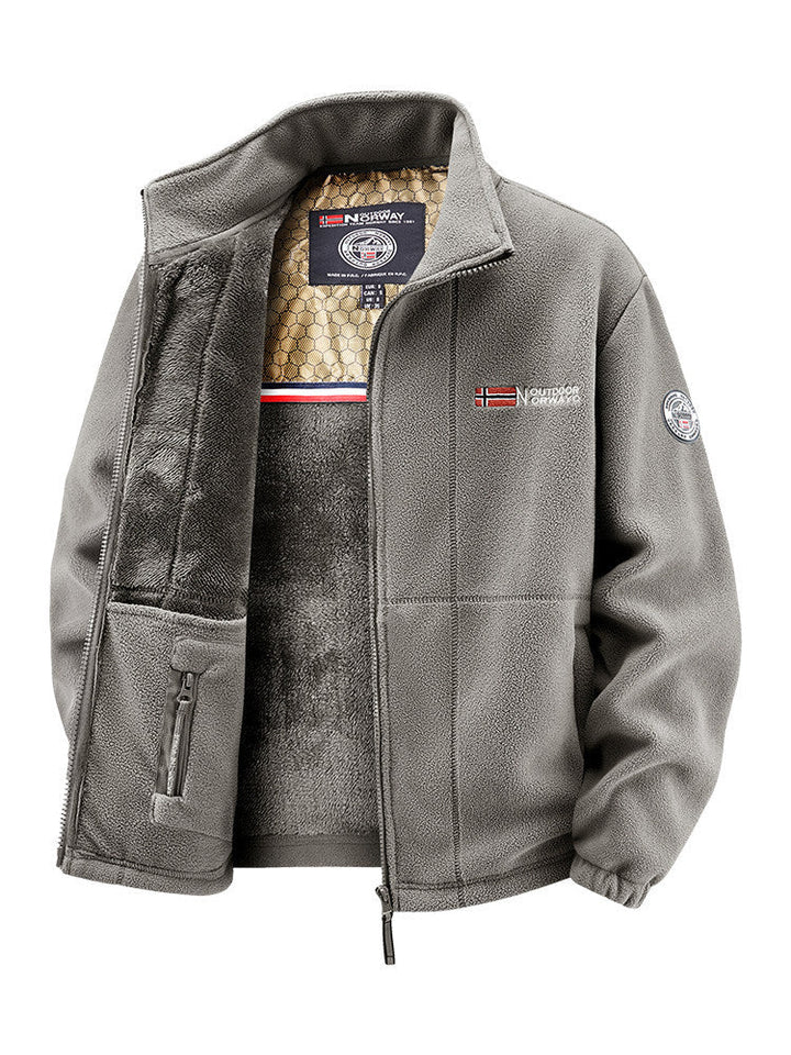 Women's Thermal Fleece Jacket with Warming Teddy Lining, Stand-up Collar, and Zipper Pockets