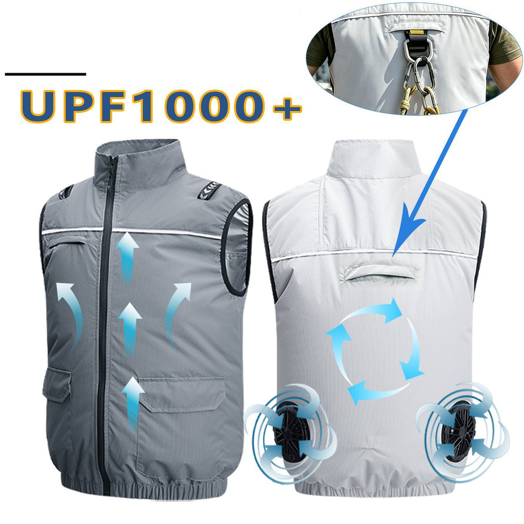 Unisex Lightweight Cooling Work Vest with Integrated Fans and External Battery