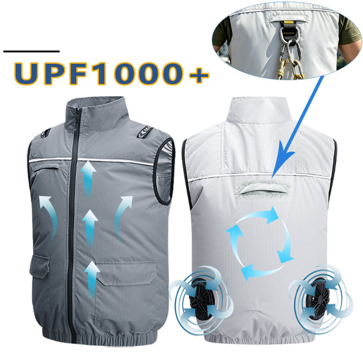 Unisex Lightweight Cooling Work Vest with Integrated Fans and External Battery