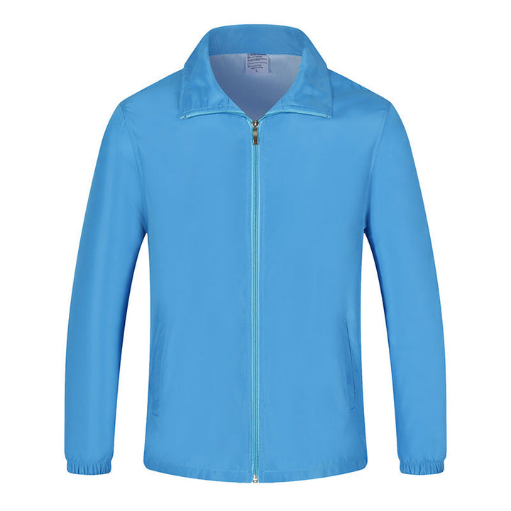 Men's Lightweight Windproof Leisure Jacket with Full-length Zipper & Elastic Cuffs