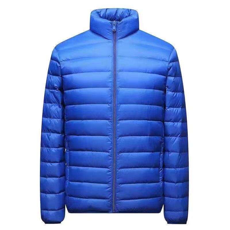 Men's Ultra-light Packable Micro Quilted Jacket with Stand-up Collar, Padded Insulation and Wind-resistant Shell