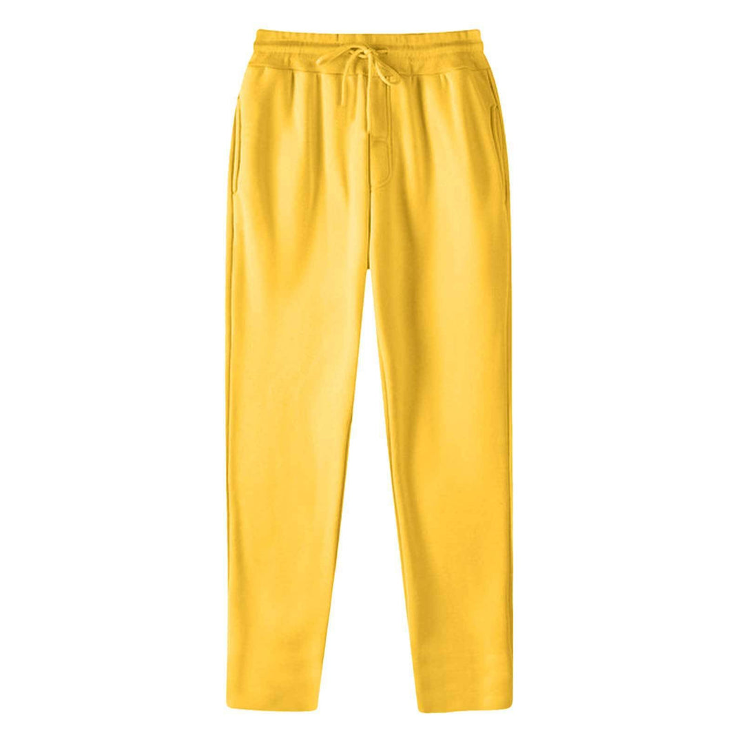 Men's Straight-cut Sweatpants made of Mottled Cotton Blend with Elastic Waistband, Drawstring, and Side Pockets