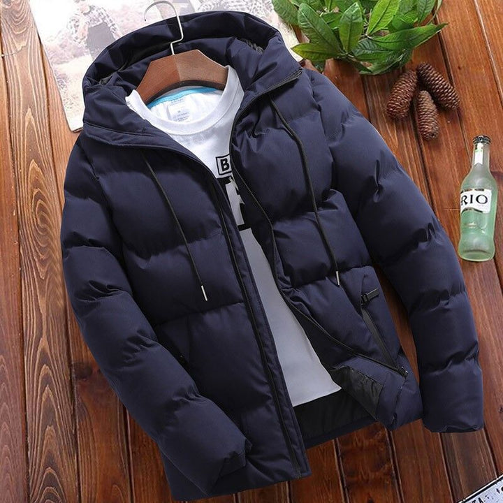 Men's Padded Hooded Winter Jacket with Water-repellent Outer Shell and Quilted Insulation