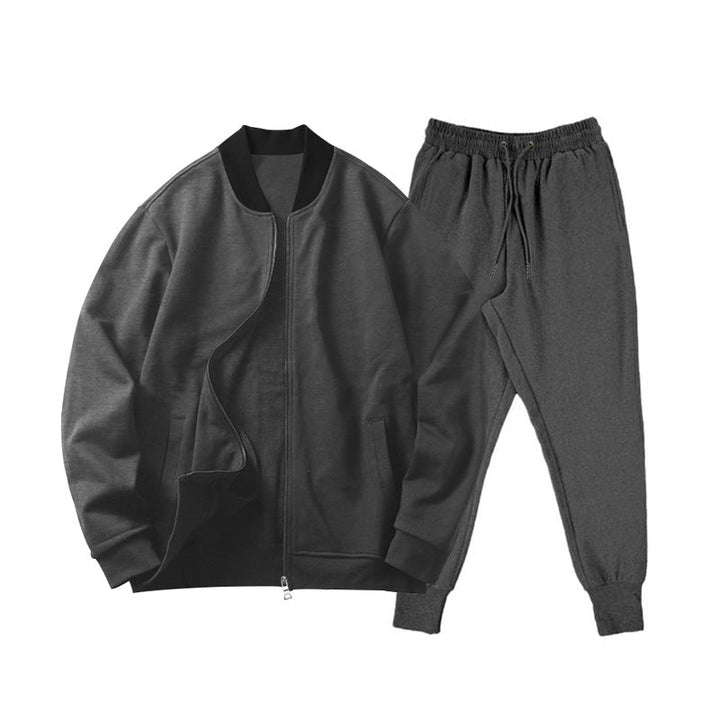 Men's Casually Cut Sweat Set with Zip Bomber Jacket and Tapered Jogging Pants made of Soft Cotton Fleece