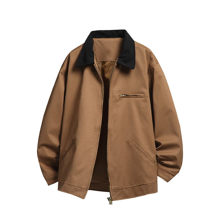 Men's Fashionable Transitional Jacket with High Collar and Practical Pockets