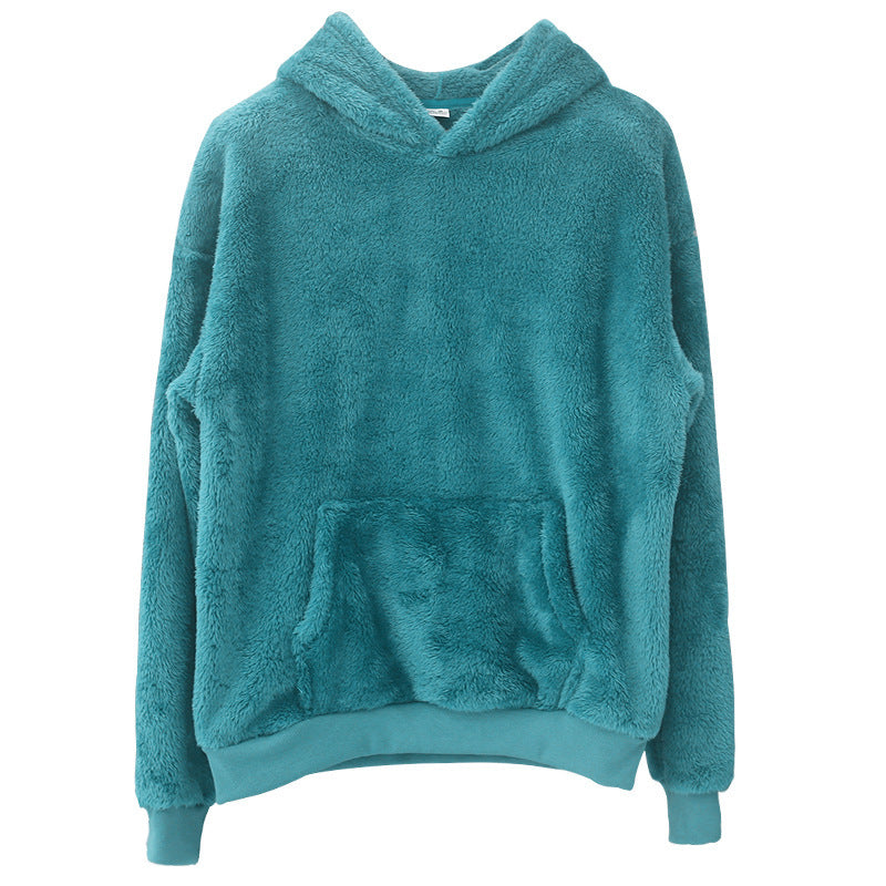 Unisex Cozy Teddy Fleece Hoodie with Oversized Fit and Kangaroo Pocket