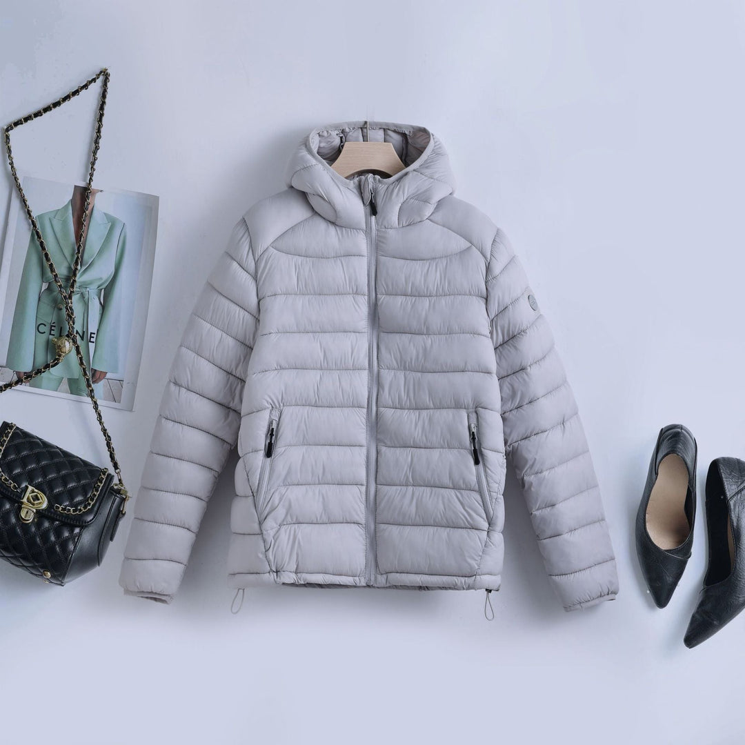 Women's Nano Ultralight Quilted Hooded Jacket with Thermal Insulating Filling and Adjustable Drawstring