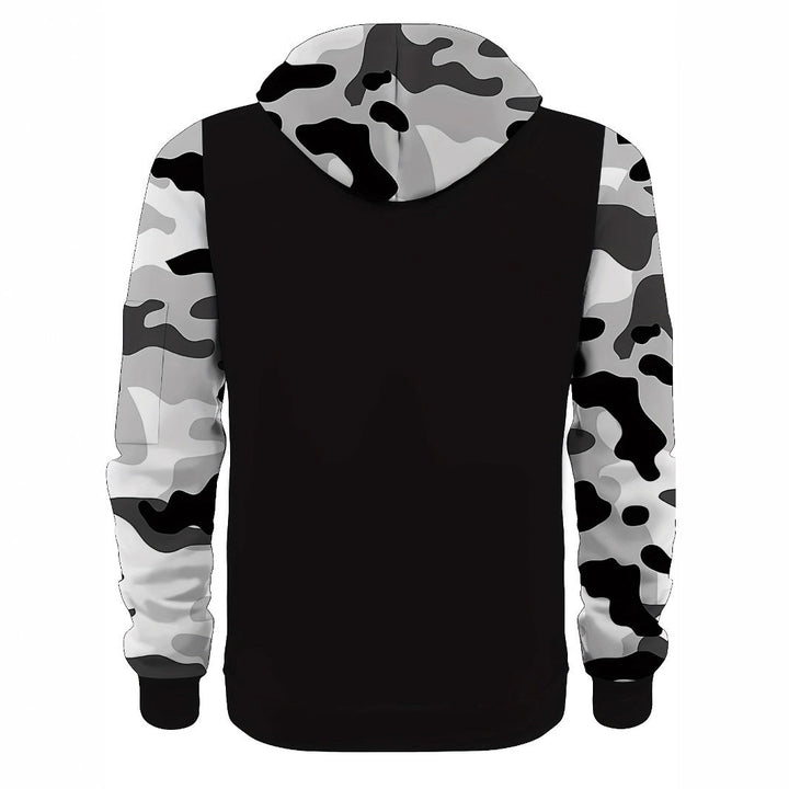 Men's Athletic Hooded Jacket with Camouflage Sleeves