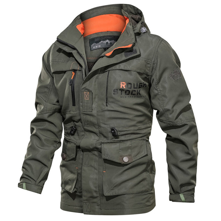 Men's Waterproof and Windproof Outdoor Parka with Detachable Hood