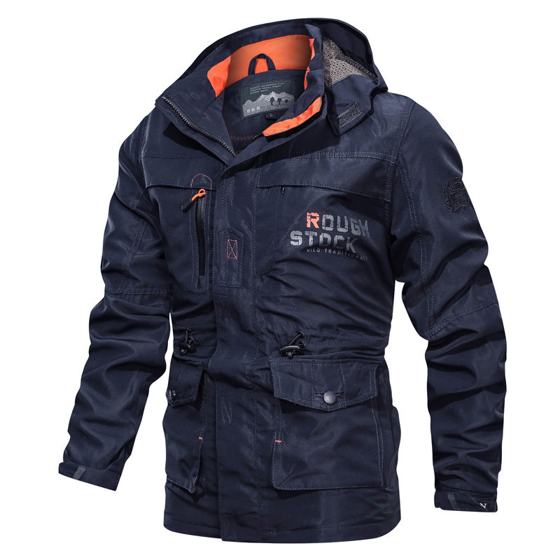 Men's Waterproof and Windproof Outdoor Parka with Detachable Hood