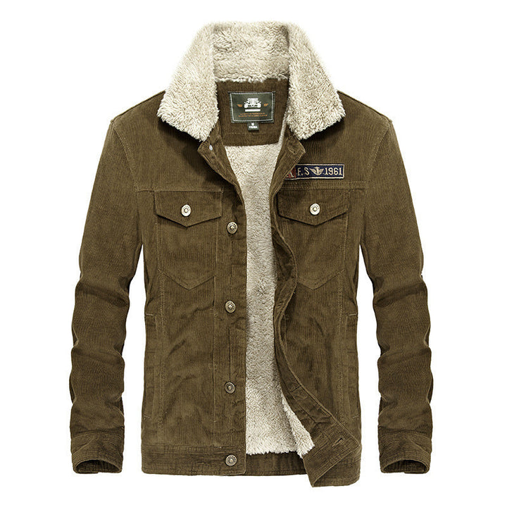 Men's Trucker Cord Jacket with Teddy Lining and Patch Chest Pockets