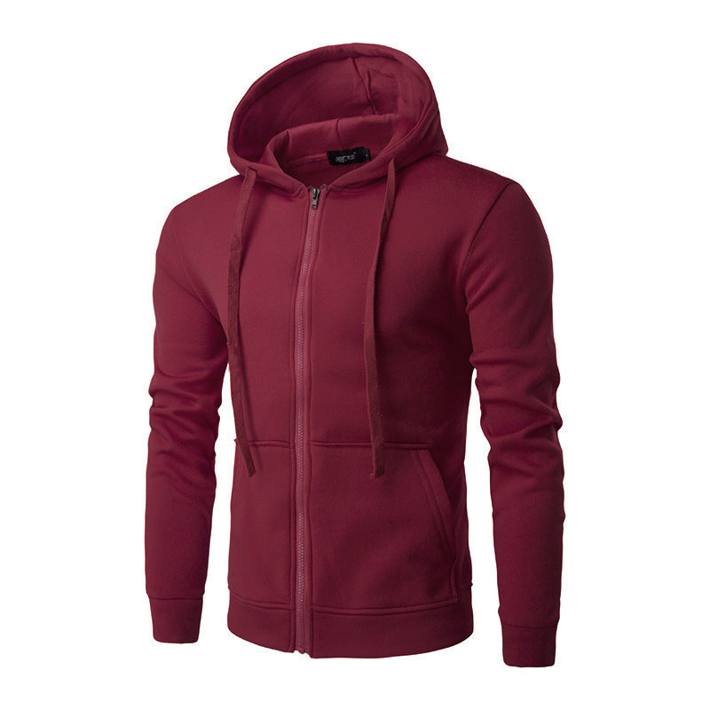 Men's Slim-fit Zip Hoodie Jacket with Soft Fleece Lining and Kangaroo Pockets