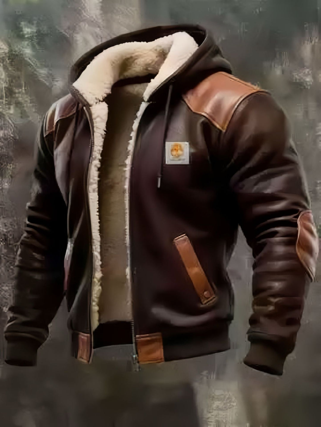 Men's Padded Bomber Jacket with Hood, Teddy Lining and Contrast Trims