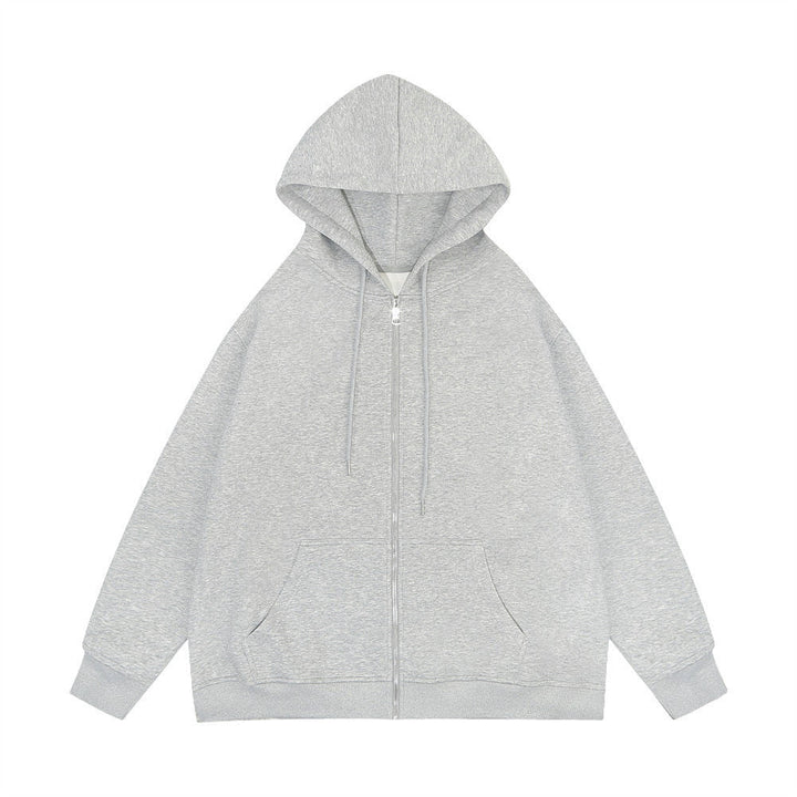 Unisex Casual Hoodie Jacket with Sturdy Metal Zipper Double-layered Hood and Deep Kangaroo Pockets