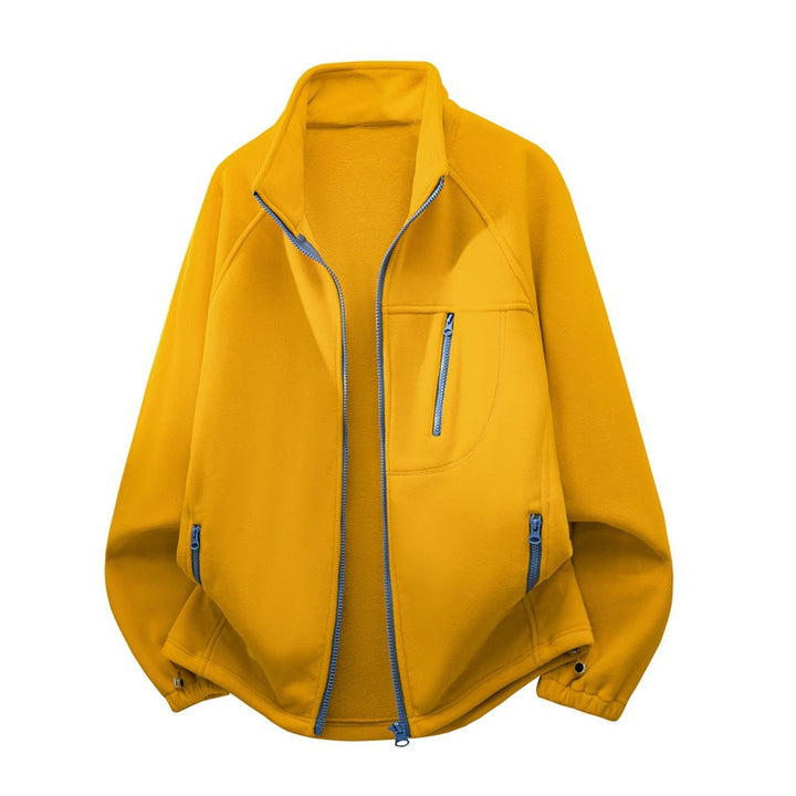 Unisex Functional Microfleece Performance Jacket with Stand-up Collar, Chest Zipper and Ergonomic Raglan Sleeves