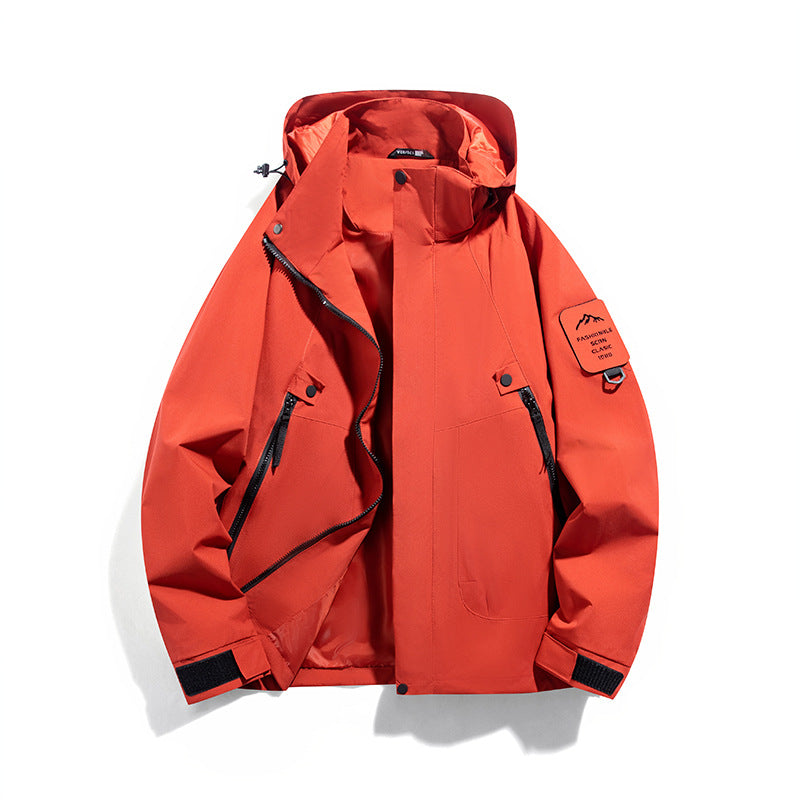 Men's Wind and Waterproof Functional Parka with Zippered Pockets and Adjustable Hood