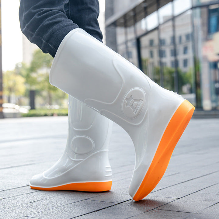 Women Shiny Mid-height Rain Boots made of PVC with a Lightweight Wedge Heel