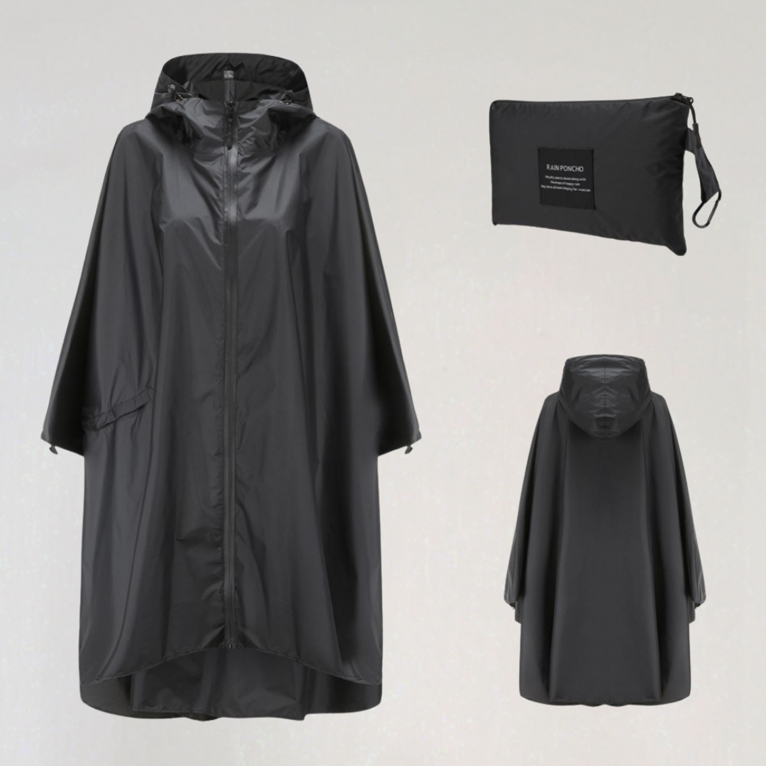 Women's Foldable Rain Jacket with Hood and Waterproof Fabric