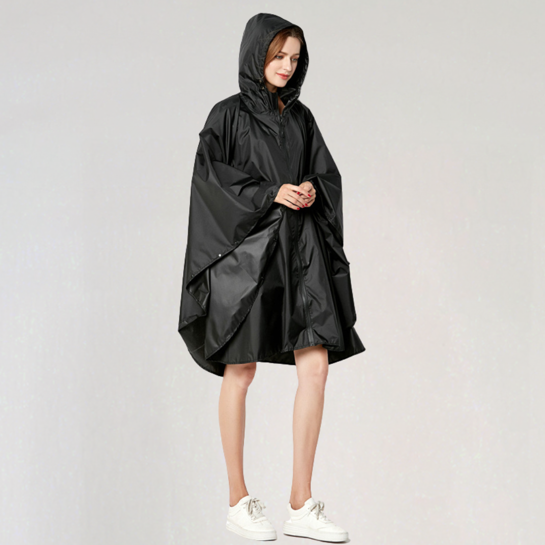 Women's Foldable Rain Jacket with Hood and Waterproof Fabric