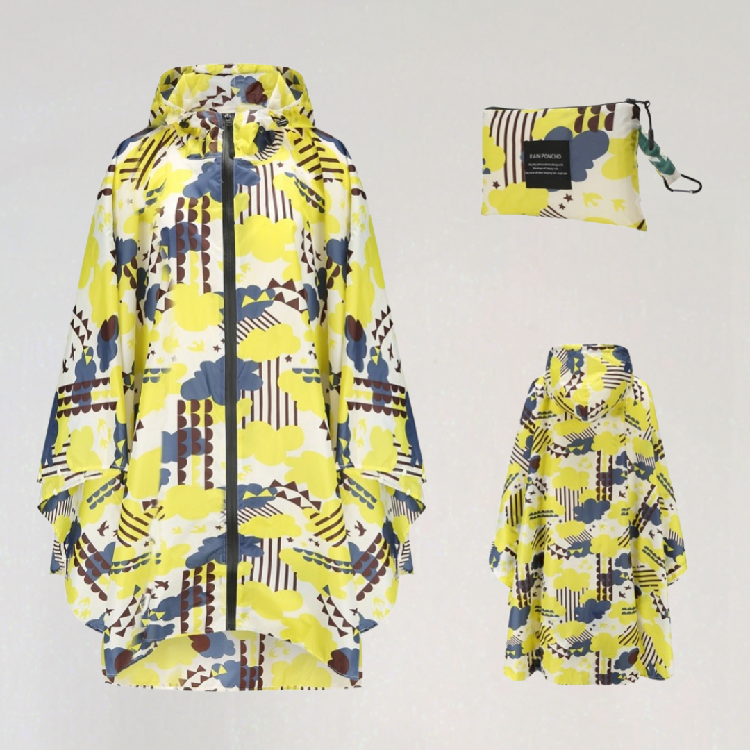 Women's Foldable Rain Jacket with Hood and Waterproof Fabric
